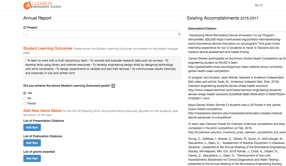 example of Other CI Work work